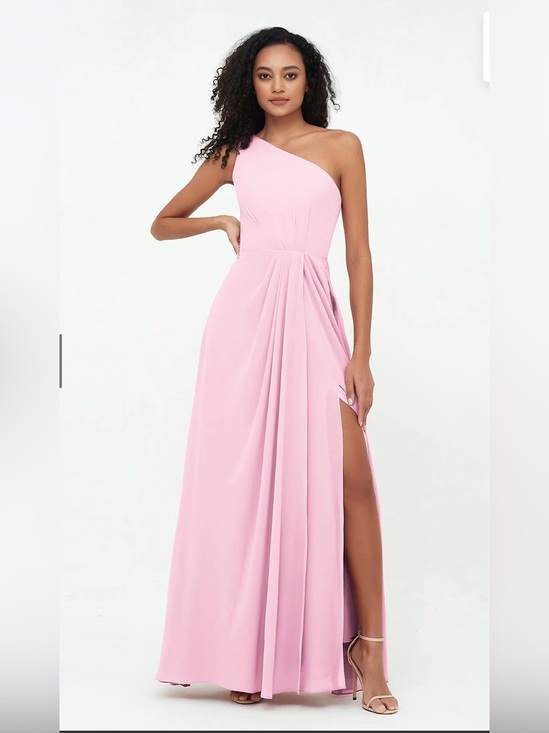 Babaroni Dresses & Skirts - One-Shoulder Candy Pink Evening Gown with Side Draping